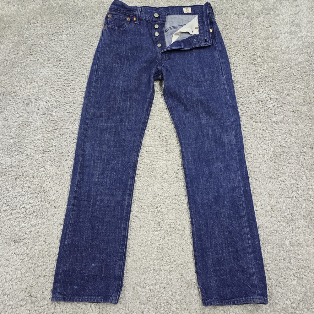 Levi's 501 Button Fly Jeans Mens 29x32 (fits 27x29) Blue White Oak Cone Denim